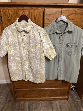 croft & barrow Light Yellow Floral Short-Sleeve Button-Down Shirt